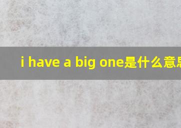 i have a big one是什么意思